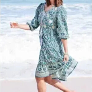 Soft Surroundings Nerissa Abstract Floral Embroidered Dress - NWOT - Medium Pet.